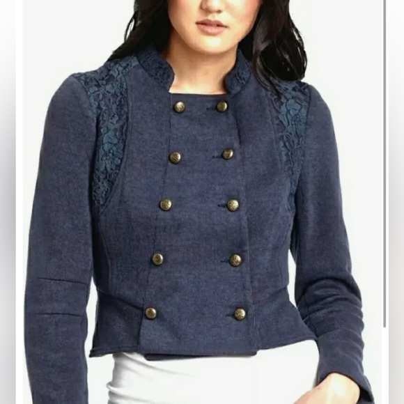 New We The Free People Victorian Lace Jacket Military Western Size 2 - Picture 11 of 12